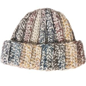 multicolored wool crocheted beanie
